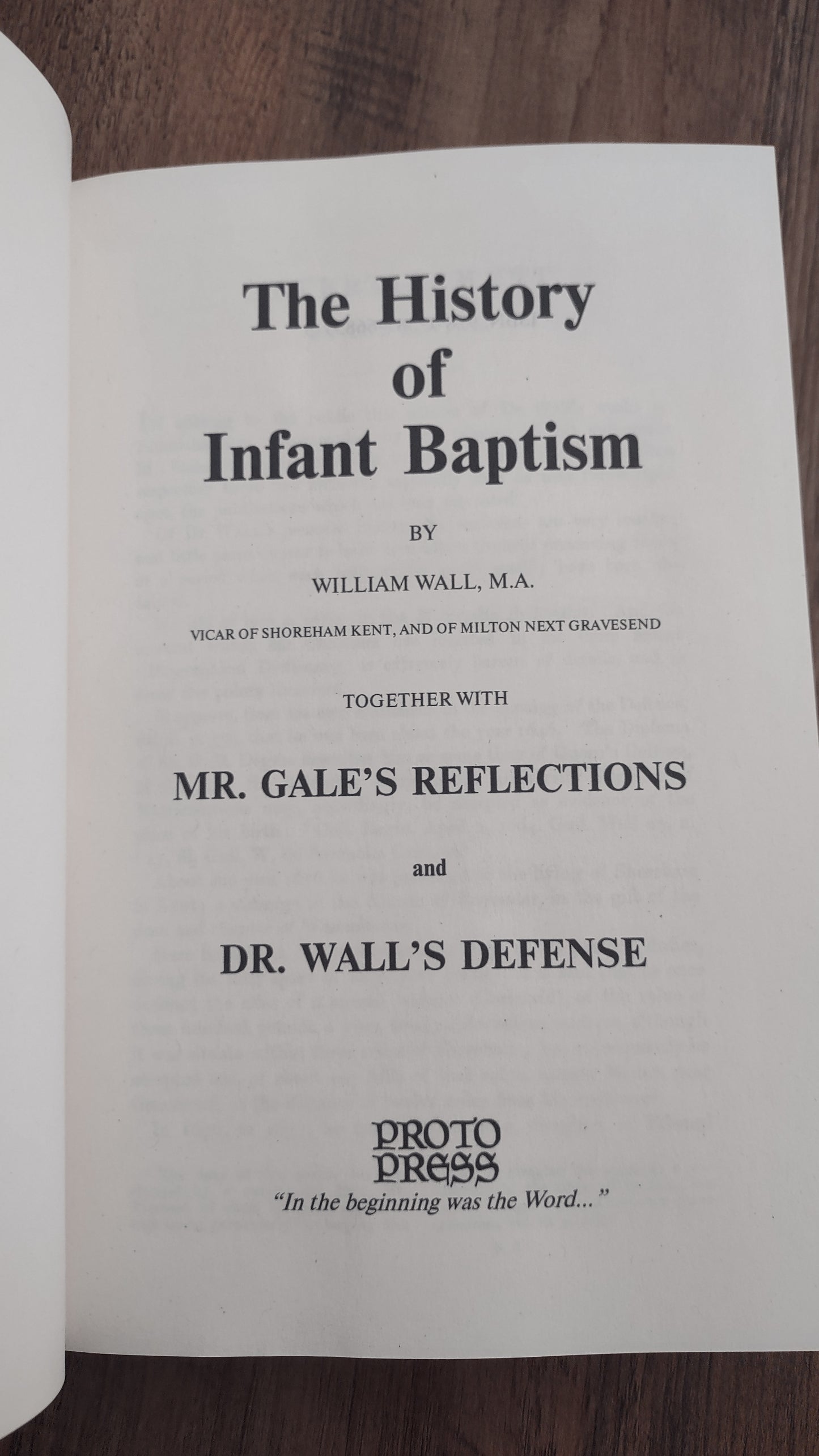 The History of Infant Baptism by William Wall